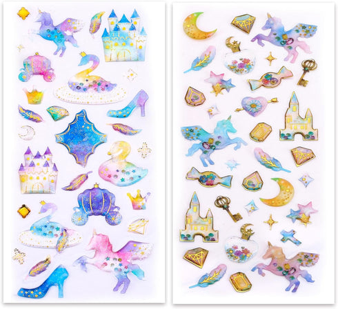 Cute Craft Stickers, Aesthetic Glitter, Tear-Resist, Waterproof Decals for Laptop, Water Bottle, Hydroflasks, Scapbooking, Planner Pack for Teens,...