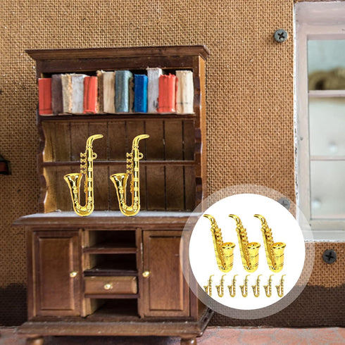 Kisangel Toy Trumpet 10pcs Miniature Saxophone Ornament Mini Plastic Musical Instrument for Mini Music Room(Saxophone) Toy Saxophone...