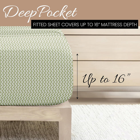 Linen Market Double-Brushed Patterned Microfiber Queen Sheet Set 4 Piece – Oeko-TEX Certified Ultra Soft & Wrinkle-Free - 16" Deep Pocket Sheets -...