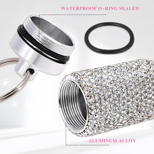 Pill Organizer Stainless Steel Waterproof Pill Holder Box Bling Small Medicine Case Dispenser Bottle Travel Portable Jewelry Ring Holder Keychain ...