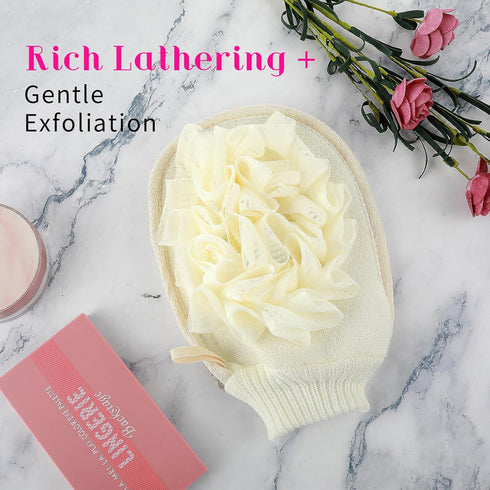 Bath Gloves for Shower. Exfolating Mitt Body Scrubber, Doouble Sided Expoliating Glove, Shower Body Loofah Sponge, Bath Gloves Exfoliating Mitt fo...