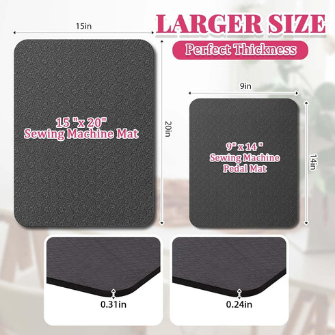 2 Pcs Sewing Machine Muffling Mat Pedal Mat Sewing Machine Mat Reduce Vibrations Noise No Slip Rubber Sewing Machine Accessories for Quilting Embr...