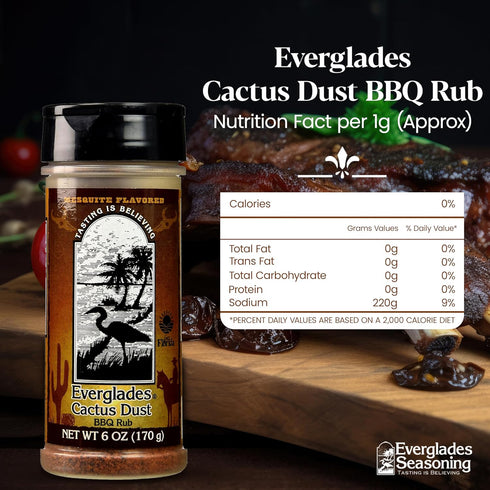 Everglades Cactus Dust BBQ Rub Seasoning - Mesquite Flavor for Ribs, Steaks, Chicken, Pork & Seafood - Perfect for Smoking & Grilling - Caramelize...