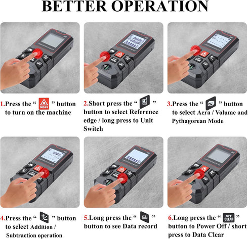 Laser Measure 131Ft, Ft/in/M Unit Switch Digital Laser Tape Measure with Bubble Level Laser Measurement Tool,LCD Backlit Laser Distance Measure Py...