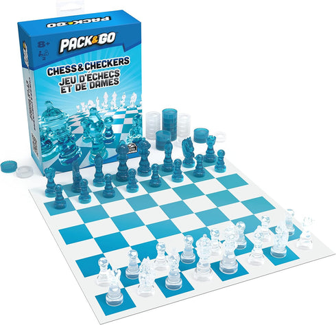 Pack & Go Chess & Checkers Board Game from Spin Master Games Portable 2-Player Games Chess Board Chess Set for Adults and Kids Ages 8 and up...