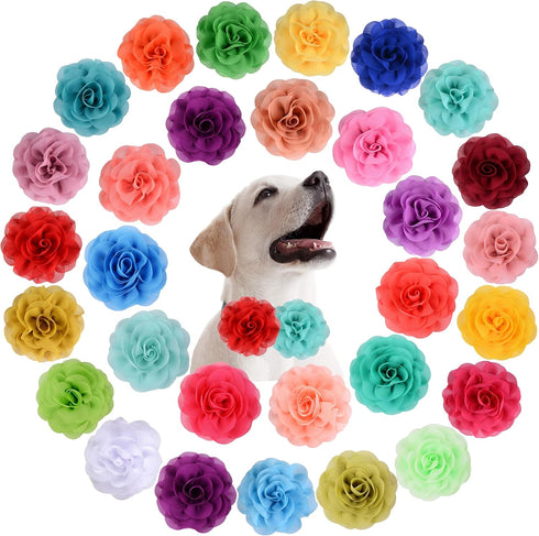 Flower Collars, 30pcs Pet Collar Flowers Charms for Dogs & Cats, Soft Chiffon Material, Exquisite Floral Design, Wide Application, Proper Size, 3....