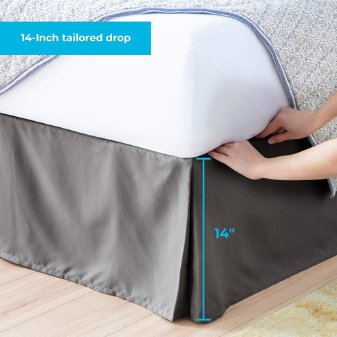 Linenspa 14 Inch Wrinkle and Fade Resistant-Machine Washable-Easy Use Pleated Microfiber Bed Skirt, Full, Navy...