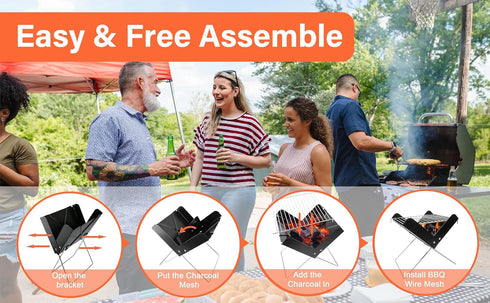 YSSOA 12” Portable Grill Charcoal Barbecue Grill - Folding Grill Notebook Shape Charcoal Grill, Detachable Collapsible, Mini Tabletop Camping Gril...