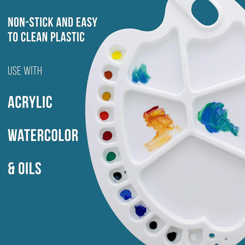 U.S. Art Supply 17-Well Artist Painting Palette (Pack of 2) - Plastic Artist Paint Color Mixing Trays - Art Students, Classroom, Class Craft Proje...