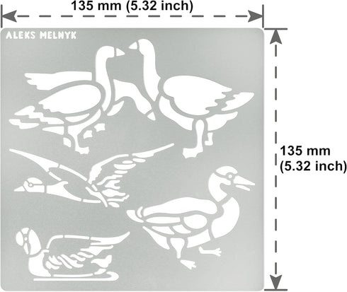 Aleks Melnyk No.477 Metal Stencil, Geese, Ducks, Poultry Farm, Birds, Animals, Canada Goose, Small Stencil, 1 PC, Template for Wood Burning, Engra...