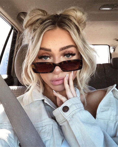 Rectangle Sunglasses for Women Black 90s Retro Sunglasses Fashion Y2K Square Sunglasses...