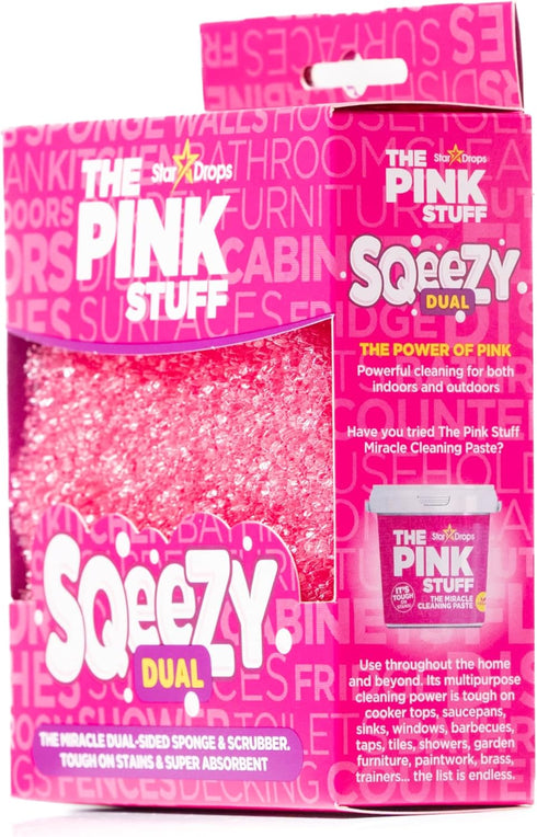 Stardrops – The Pink Stuff – SQeeZY Miracle Dual Sided Scrubber Sponge, Scratch Free Solution for Ultimate Home Cleaning - Perfect for Kitchens, B...