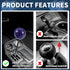 Round Ball Shift Knob, 5.4cm Universal for Automatic and Manual Vehicle Gear Shifter Knob with 3 Adapter Acrylic Purple, 1 Set...