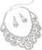 Silver Crystal Rhinestone Bridal Wedding Party Teardrop Dangle Earrings Silver Crystal Dazzled Chandelier Necklace Jewelry Set...
