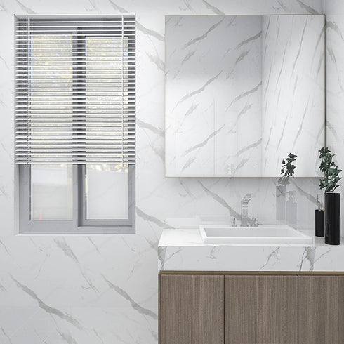 Marble Wallpaper White Granite Contact Paper Peel and Stick Self Adhesive Removable Wallpaper, White Grey Glossy Marble Wall Paper for Kitchen Cou...