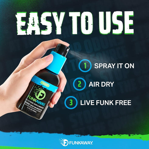 FunkAway Odor Eliminator Spray for Shoes, Clothes and Gear, 3.4 oz., Non-Aerosol; Mini Size for Travel, Ideal for Gym Bag, Purse, Locker or Suitca...