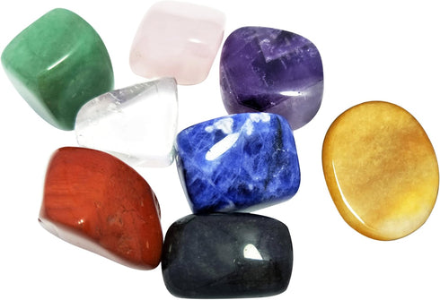 Chakra Stones Healing Crystals Set of 8, for Crystal Healing Meditation, Reiki or As Worry Stones or Palm Stones Thumb Stones and Crystal Therapy...