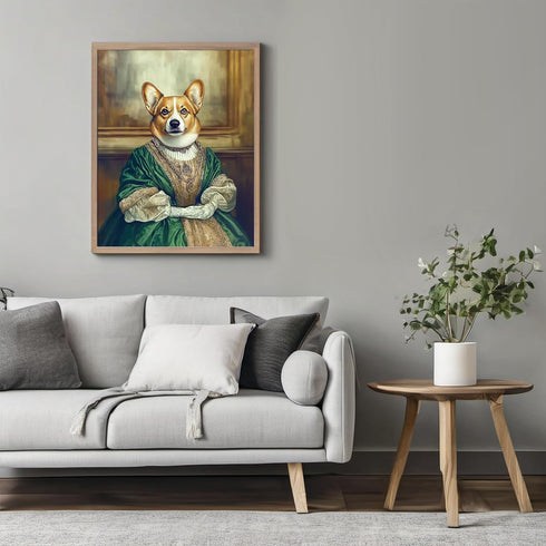 Posterizer 1 pcs-whimsical royal portrait of corgi dog in clothes 4-Art for Animal Lovers-Comedy Art-Decorations for Bedroom, Office, Living Room ...