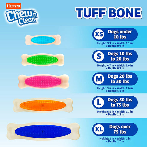 Hartz Chew 'n Clean Tuff Bone Tough Dog Chew Toy, Large 3 Pack...