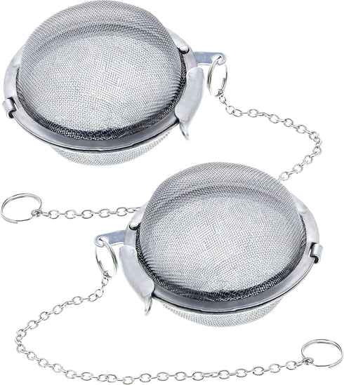 U.S. Kitchen Supply - 2 Premium Stainless Steel Tea Ball Strainer Infusers - 2.1" Size with Extra Fine Mesh - Steep Loose Leaf Tea, Herbal, Spices...