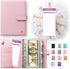 SOUL MAMA Budget Binder with Zipper Envelopes - Pink Money Organizer for Cash, A6 Binder Cash Envelopes for Budgeting, Money Saving Binder with Ro...