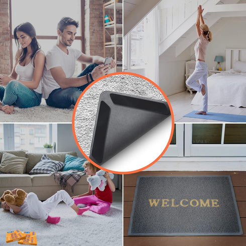 ZONGOOL 8 PCS Rug Tape, Reusable Washable Carpet Tape, Double Sided Non-Slip Rug Pads for Hardwood Floors, Rug Stoppers for Area Rugs, Black...