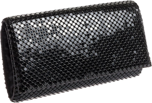 Jessica McClintock Metal Mesh Roll Evening Bag Clutch Purse (4.5" x 7.5" x 2", Shoulder Chain Included)...