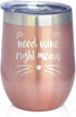 Bevvee Need Wine Right Meow - Cat Wine Tumbler Glass with Sliding Lid - Stemless Stainless Steel Insulated Cup - Funny Cute Gifts - Rose Gold...