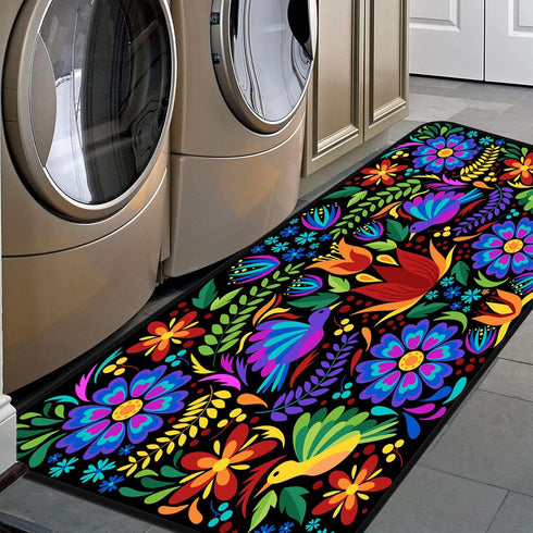 Floral Mexican Birds Kitchen Rugs Indoor Outdoor Non Slip Kitchen Floor Mats Area Rugs Runner Rug Laundry Room Rug 40x20 in...