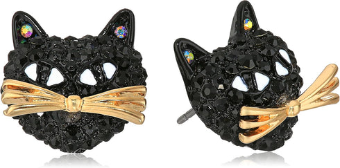 Betsey Johnson Pave Cat Stud Earring...