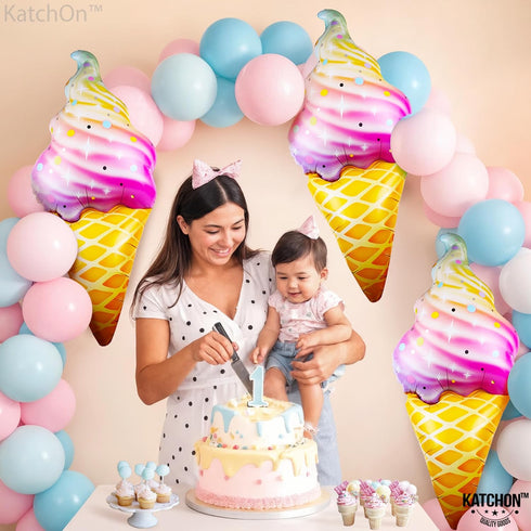 KatchOn, Ice Cream Balloons - Big 37 Inch, Pack of 6 | Ice Cream Party Decoration | Icecream Cone Balloons for Birthday Party Decorations | Summer...