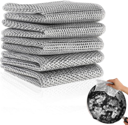 Wire Dishwashing Rags, Multipurpose Wire Miracle Cleaning Cloths, Wire Dishwashing Rag for Wet and Dry Dish, Non-Scratch Wire Dishcloth for Kitche...