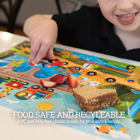 Klean Kids Disposable Placemats for Baby, 40 Pack Sticky Toddler Placemat for Restaurants | 12" X 18" Kids Placemat, Fun Design Baby Place Mat for...