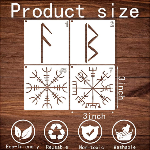 60pcs Runes Stencils for Painting on Wood Burning Patterns Tree of Life Stencils Nature Stencil Tree Paint Template on Art Craft Canvas Wall Fabri...