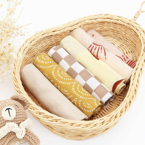 LifeTree Baby Muslin Washcloths, Soft 6 Pack Baby Wash Cloths Unisex for Boys Girls, 70% Viscose from Bamboo and 30% Cotton Bath Face Towels, Bibs...