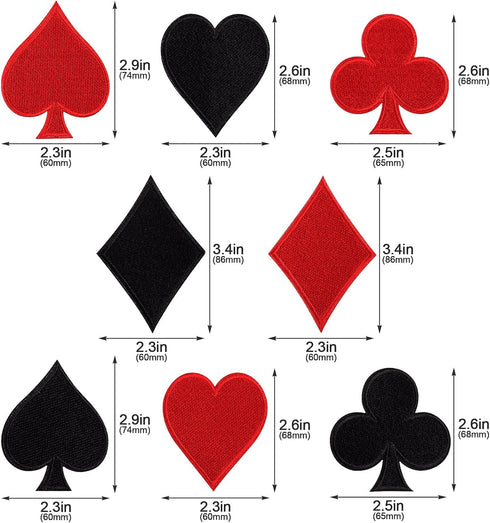 24 Pcs Playing Cards Patch, Spades Poker Patches Iron on Clothing, Las Vegas Gaming Embroidered Appliques for Jeans, Hats, Bags, Jackets (Black & ...