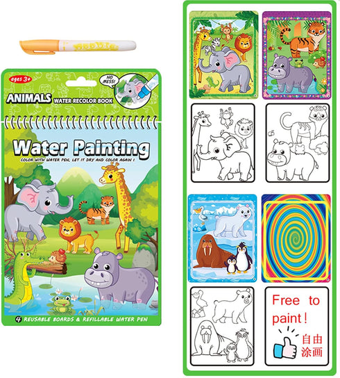 3 Pack Water Coloring Books for Toddlers, Reusable Paint with Water Books for Kids Ages 3-5, Water Painting Book Educational Learning Toddlers Tra...