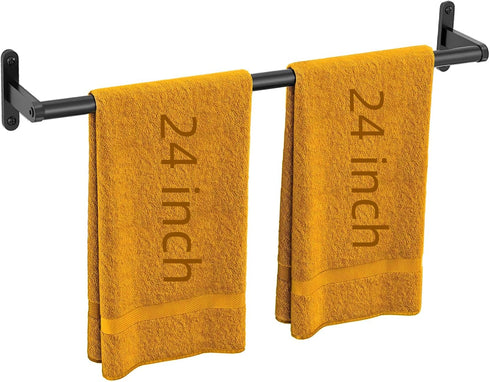 24 Inch Matte Black Towel Bar for Bathroom, Towel Racks for Bathroom Wall Stainless Steel, Heavy Duty Bathroom Towel Rod Wall Single Towel Bar...