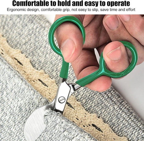 Tufting Carpet Shears, Mini Portable Stainless Steel Duckbill Hairball Trimming Shears Carpet Cutter Tools Double Bent Curved Offset Handle Scisso...