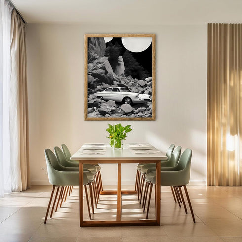 Posterizer 1 pcs-black and white collage-vintage car-landscapes-Retro Art-Abstract & Modern Art-Gift for Art Lovers- UNFRAMED Wall Art...