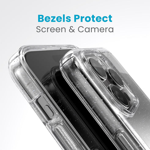 Speck Clear iPhone 15 Pro Max Case - Slim, Drop Protection - Scratch Resistant, Anti-Yellowing, 6.7 Inch Phone Case - GemShell Clear/Platinum Glit...