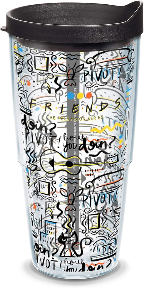 Tervis Friends Pattern Made in USA Double Walled Insulated Tumbler Travel Cup Keeps Drinks Cold & Hot, 24oz, Classic...