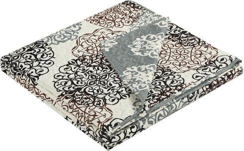 Chic Home 1 Piece Judith Boho Inspired Reversible Print Quilt Set, Queen, Beige...