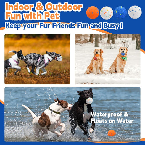 Dog Toy Balls Indestructible Dog Tennis Ball for Aggressive Chewers, 3 Inch Durable Teething Chew Toys Water Toy Interactive Outdoor Fetch Balls f...