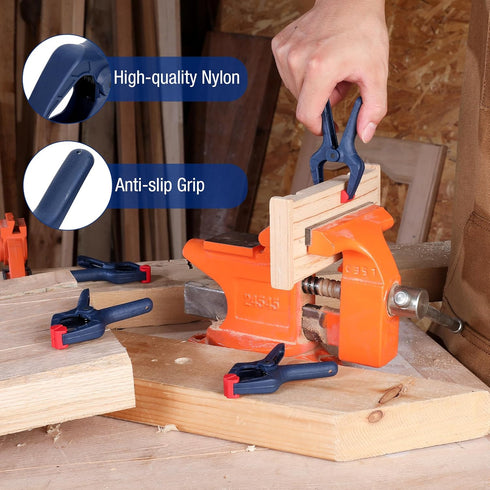 WORKPRO Spring Clamp Set, 16-Piece 3-3/8" Nylon Spring Clamp with Adjustable Jaw Pads and High-strength Spring for Woodworking, Photography Backdr...