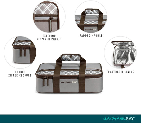 Rachael Ray Lasagna Lugger, Thermal Insulated Casserole Carrier for Hot or Cold Food, Lugger Tote for Potluck, Parties, Picnic, and Cookouts, Fits...