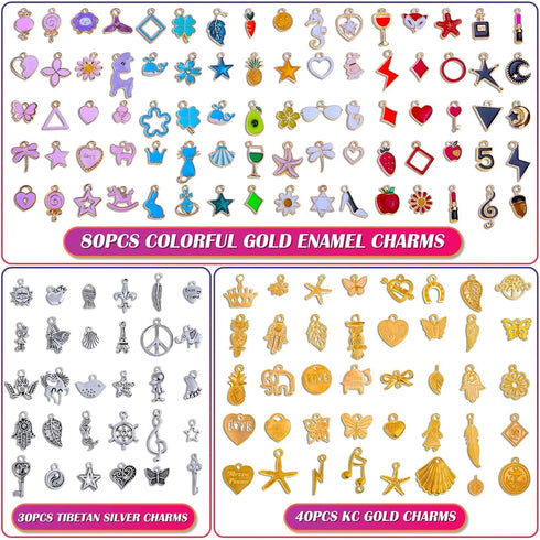 Mckanti 150PCS Bracelet Charms, Silver Bracelet Gold Plated Enamel Charms Pendants for Necklace Bracelet Jewelry Making and Crafting....