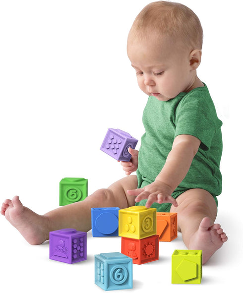 Bright Starts KaledioCubes 9pk Stack & Squeeze Blocks Baby Bath Toys - Play & Learn with Colors, Numbers & Shapes, Ages 3 Months+, Multicolor...