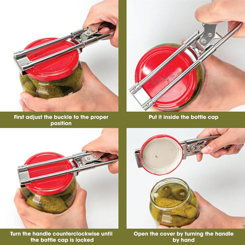 2PCS Adjustable Multifunctional Stainless Steel NEW Can Jar Openers for Weak Hand with Keychain Bottle Cap Gripper, Easy for Seniors with Arthriti...