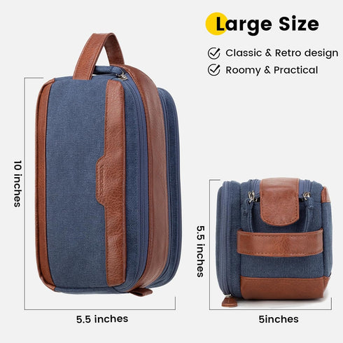 Vorspack Travel Toiletry Bag for Men - Canvas Dopp Kit Water Resistant Skincare Bag Large Shaving Bag for Bathroom Toiletries Accessories Gifts - ...